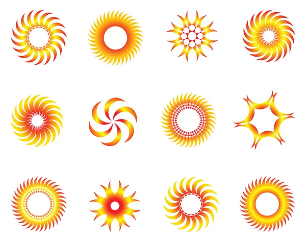 Sonnensymbole untergehen. Designelemente. — Stockvektor