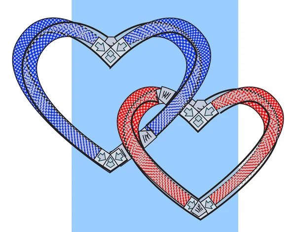 Два серця прив'язками — стоковий вектор