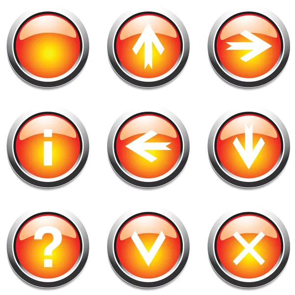 Botões laranja com sinais . — Vetor de Stock