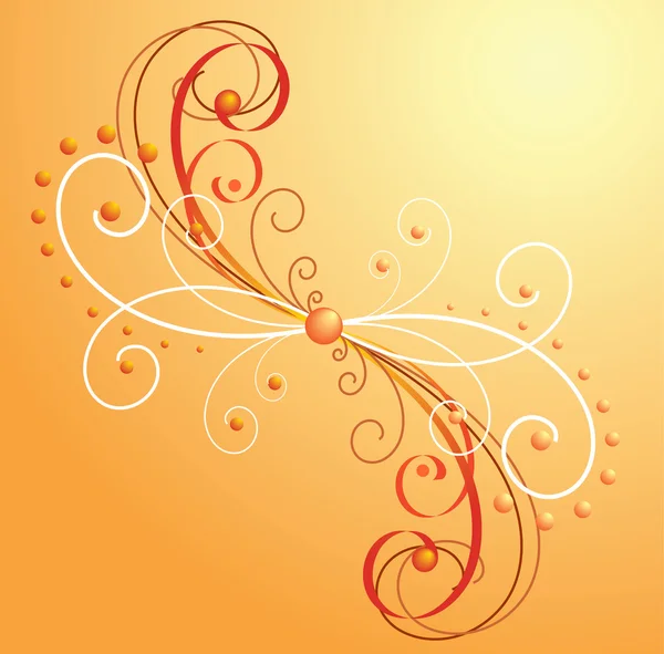 Oranje achtergrond met krullen — Stockvector