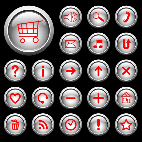 Γυαλιστερά κουμπιά με σύμβολα. — Διανυσματικό Αρχείο