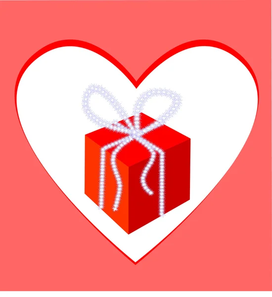 Caja de regalo y marco-corazón . — Archivo Imágenes Vectoriales