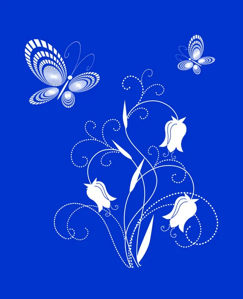 Papillons et fleurs. — Image vectorielle