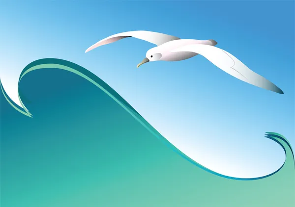 海鸥和波浪。矢量. — 图库矢量图片