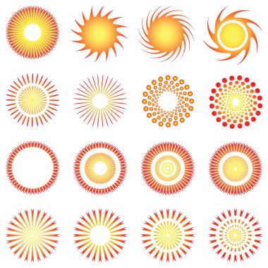 Design elements set. Abstract sun icons. clipart