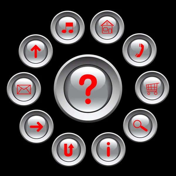 Blanka knappar med röda symboler. — Stock vektor