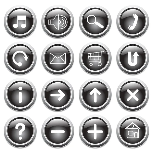 Vector black buttons with symbols. — Stock Vector