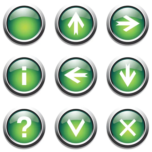 Green buttons with signs. — Stock Vector