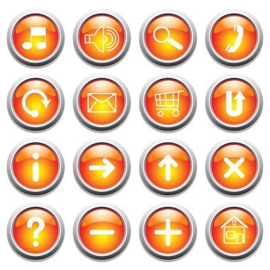 Glossy buttons with symbols. clipart