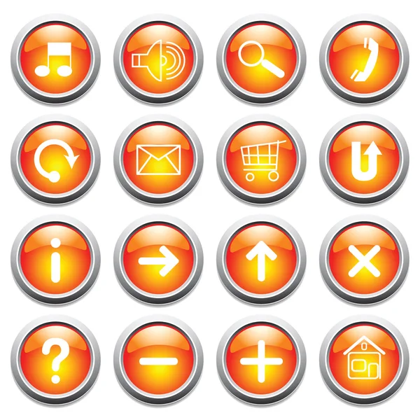 Glossy buttons with symbols. — Stock Vector
