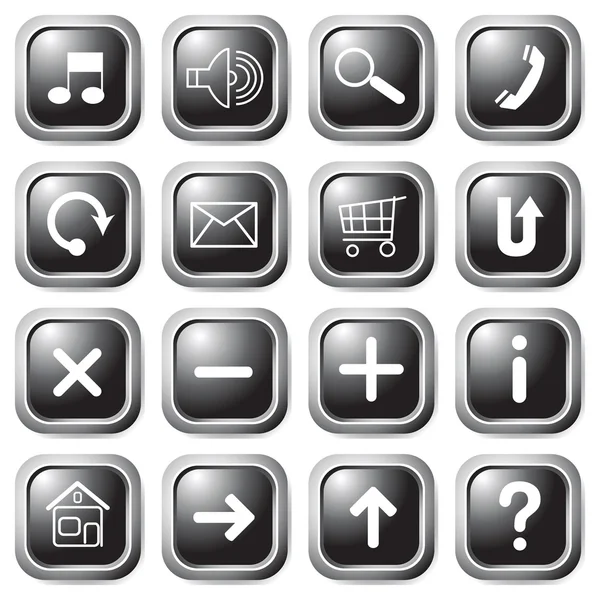 Black square buttons. — Stock Vector
