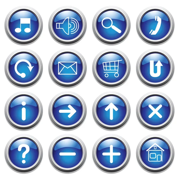 Vector blue buttons with symbols. — Stock Vector