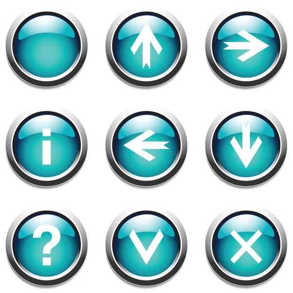 Turquoise buttons with signs. — Stock Vector