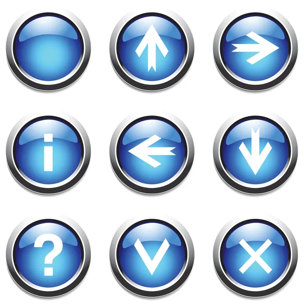 Blue buttons with signs. — Stock Vector