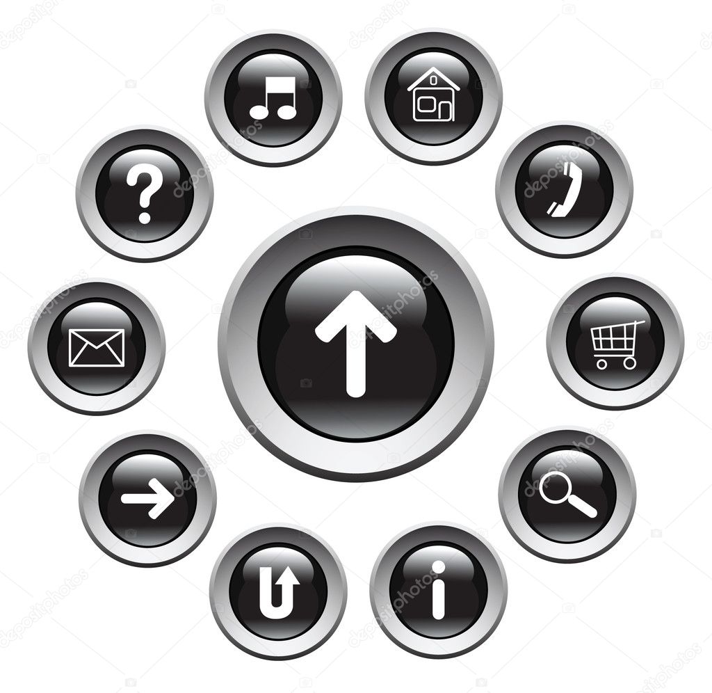 Glossy buttons with symbols.