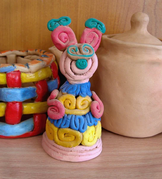 Child's ceramic handicrafts. Mouse. — Stock Photo, Image