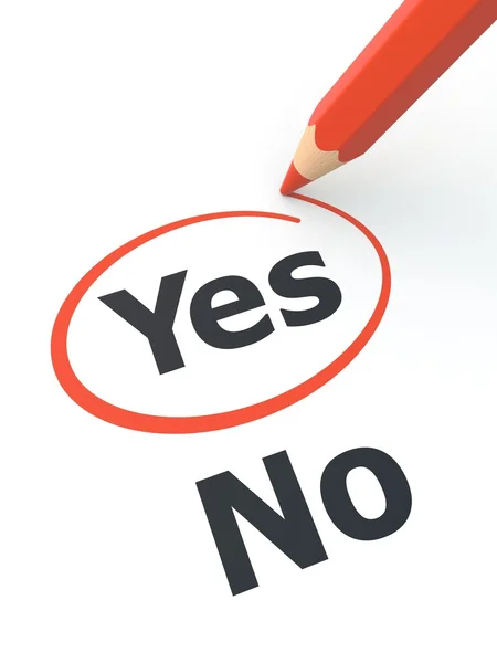 Yes outline by red pencil — Stock Photo, Image