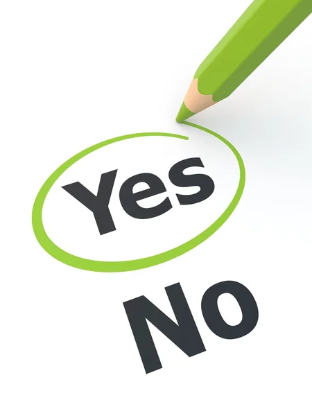 Yes outline by green pencil — Stock Photo, Image