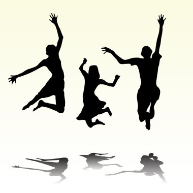 Happy summery kids jumping clipart