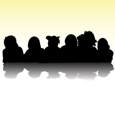 Kids portrait silhouettes clipart