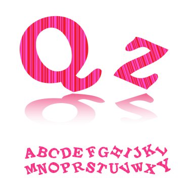 Pink with stripes alphabet clipart