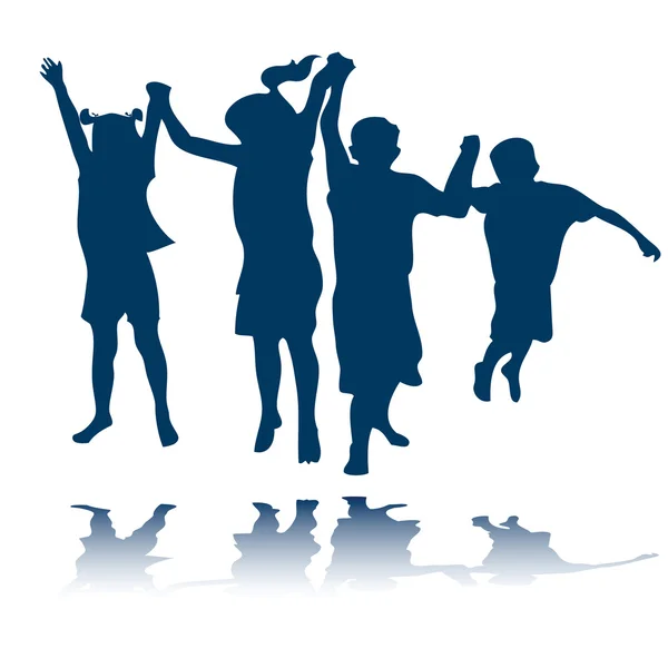 Şirin mutlu çocukları zıplama — Stok Vektör