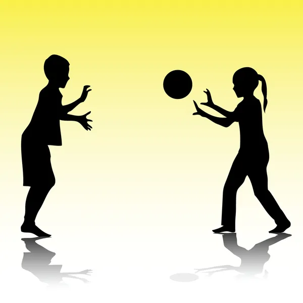 Kinderen spelen met een bal — Stockvector