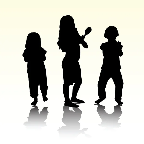 Silhouettes enfants jouant — Image vectorielle