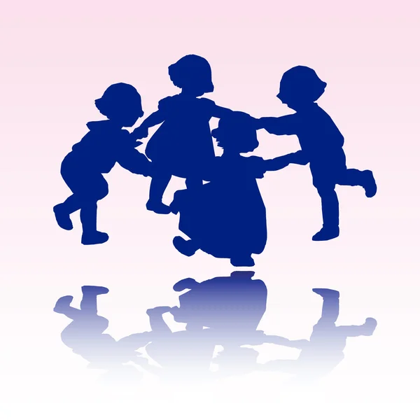 Silhouettes de petits enfants — Image vectorielle