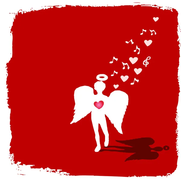 Valentine angel singing — Stock Vector