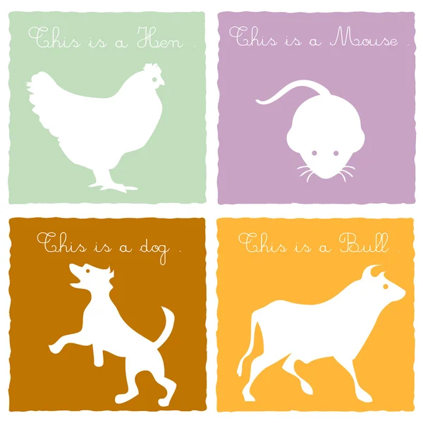 4 动物在彩色背景 免版税图库插图