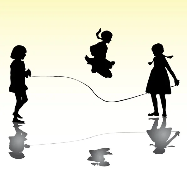 Girls silhouettes playing — Stock Vector