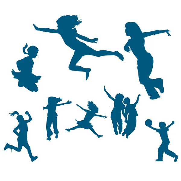 跳跃和开心的孩子 免版税图库插图