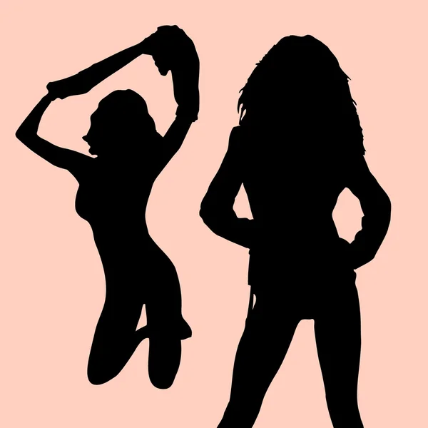 2 belle donne silhouette — Vettoriale Stock
