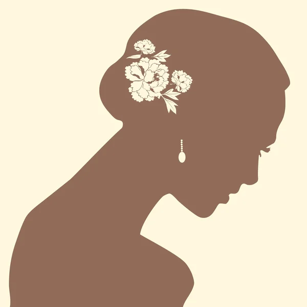 Une belle silhouette portrait de femme — Image vectorielle