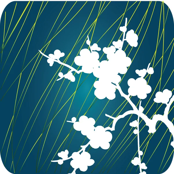 Bílé květy na modré — Stockový vektor
