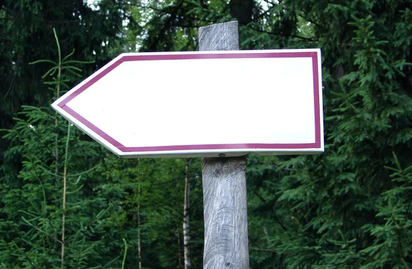Um poste de sinalização em branco com madeira — Fotografia de Stock
