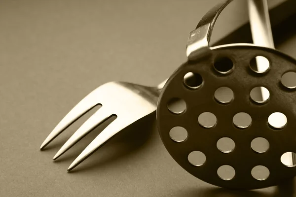 stock image Fork and potatoe-masher