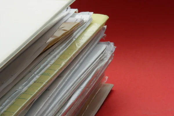 Office papers on red — Stock Photo, Image