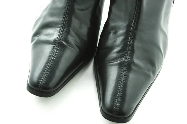 Sapatos de couro preto feminino — Fotografia de Stock