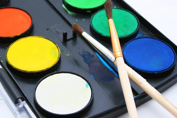Water-colors,paintbrush on white backgro — Stock Photo, Image