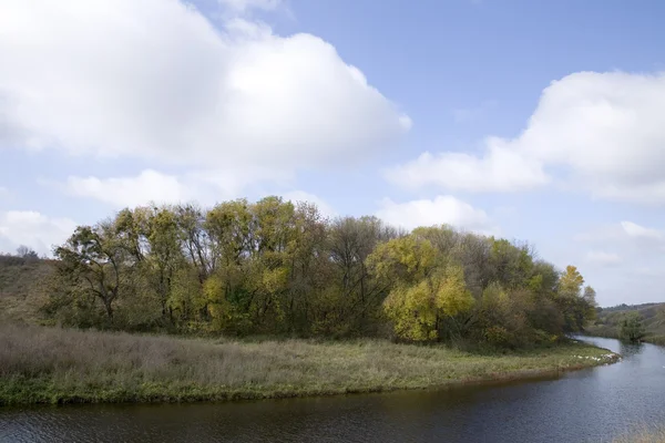 Річка має осінній пейзаж — стокове фото