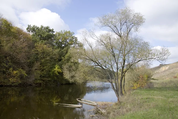 这条河有秋天风景 — 图库照片