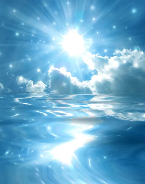 青い湖の輝く星 ストックフォト