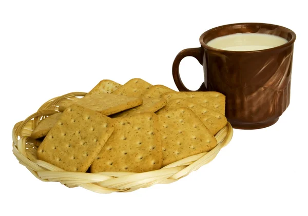 Crackers en melk — Stockfoto