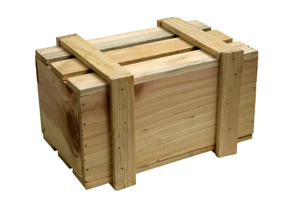 Kotak kayu diisolasi pada warna putih — Stok Foto