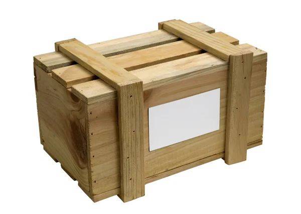 Scatola di legno isolato su bianco — Foto Stock