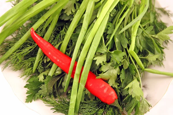 Gröna och peppar — Stockfoto