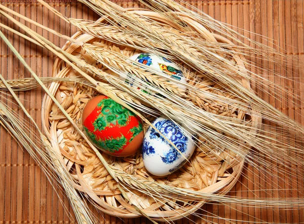 stock image Easter eggs in the basket.