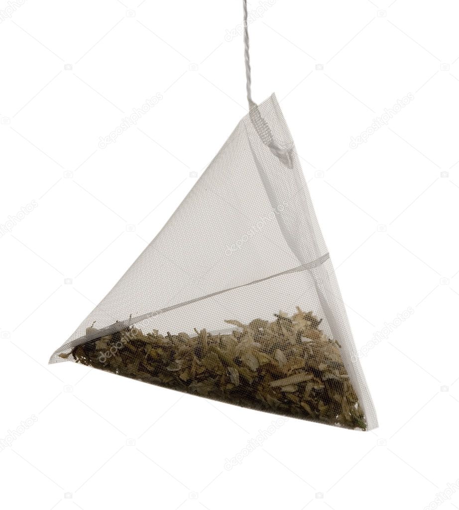 Tea bag on a white background